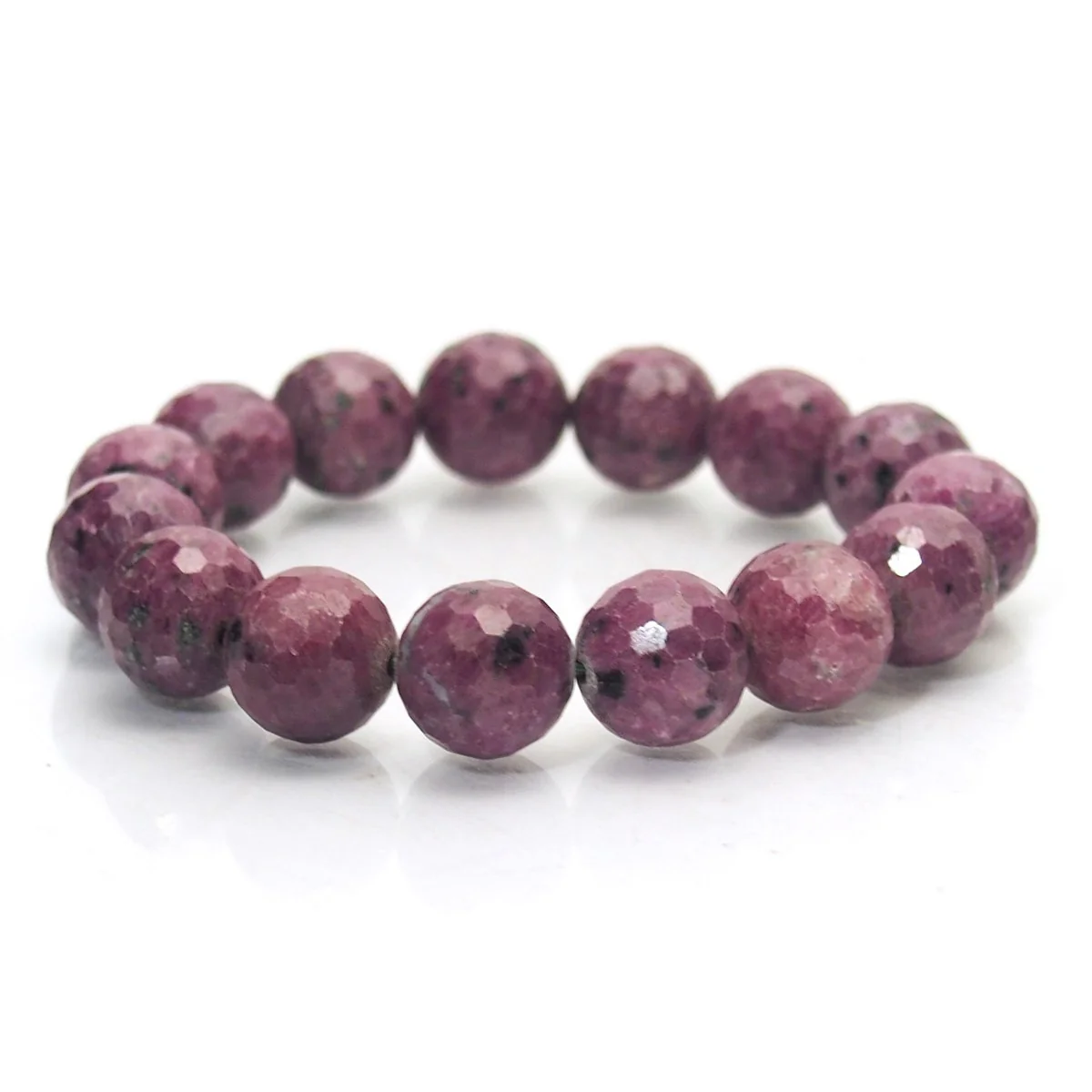 Ruby-Zoisite Stretch Bracelet Faceted 13-14mm - Image 2