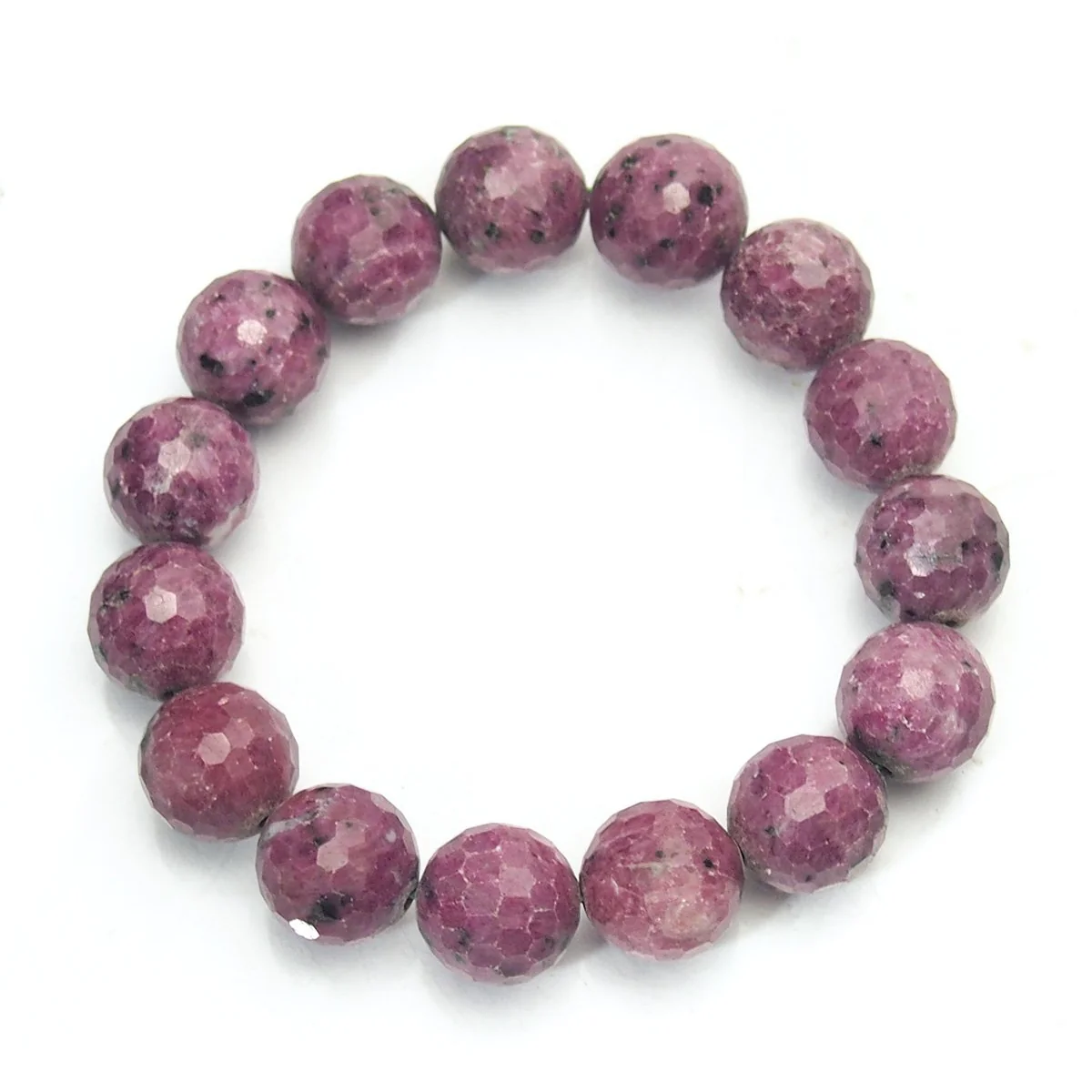 Ruby-Zoisite Stretch Bracelet Faceted 13-14mm - Image 3