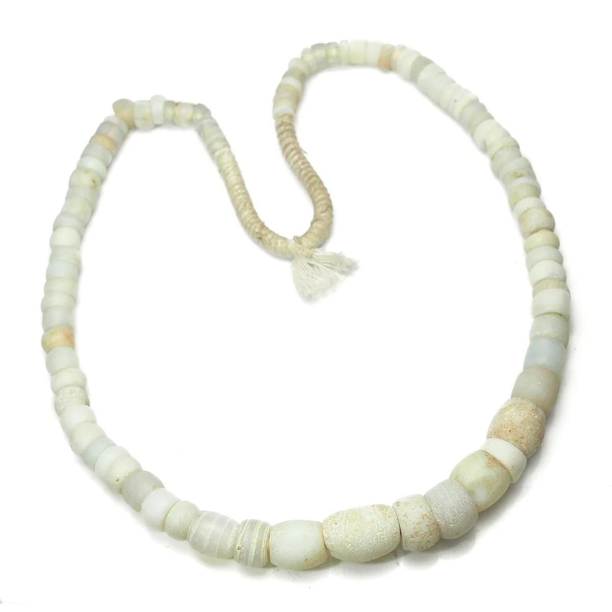 18th Century Large White Dutch East India Company Wound Dogon "Egg" Trade Beads / Necklace from Mali - Image 3