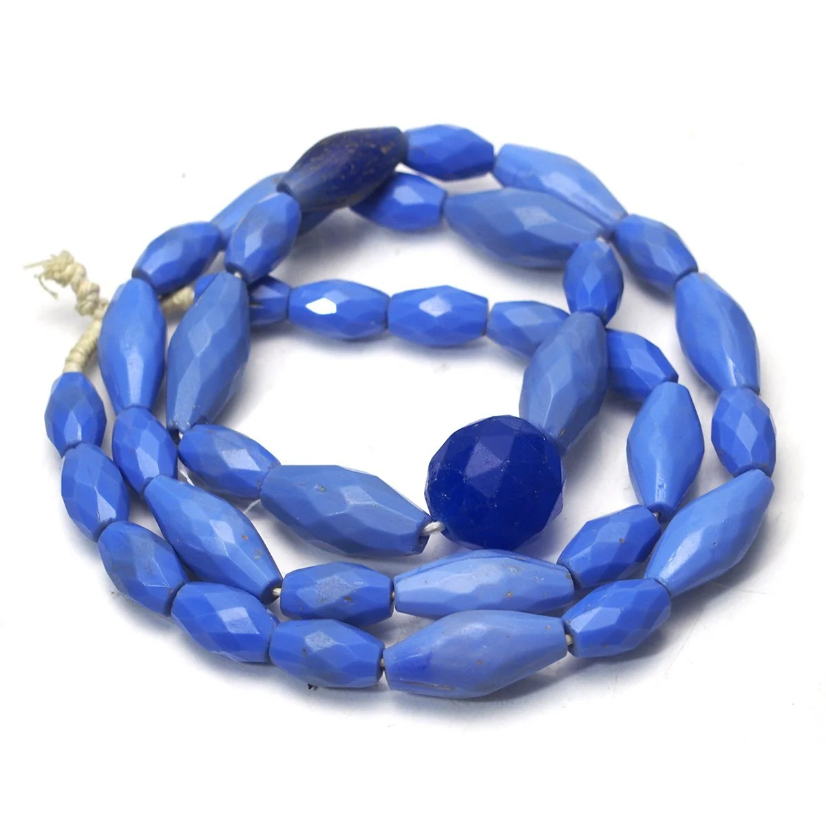 19th Century Bohemian "Vaseline" Diamond Shape Glass Bead Necklace, B - Image 4