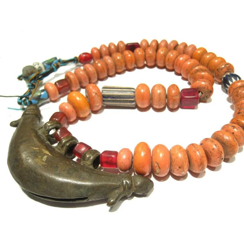 Naga "Coral Glass" Hand Wound Heirloom Bead Necklace 2 - Image 2