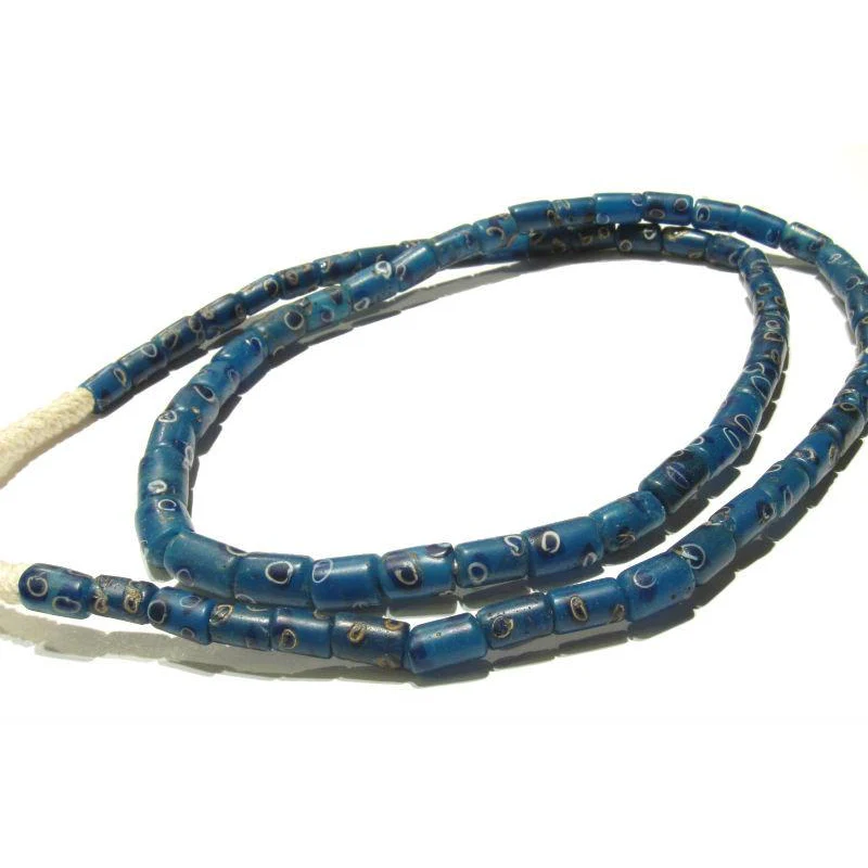 19th C. Venetian Blue Triple Inlay "Eye" Beads / Necklace - Image 2