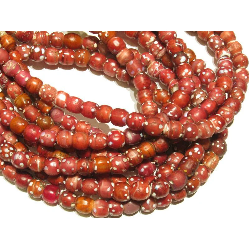 19th C. Venetian Three Layer Hand Inlaid White Heart "Eye" Beads / Necklace - Image 10