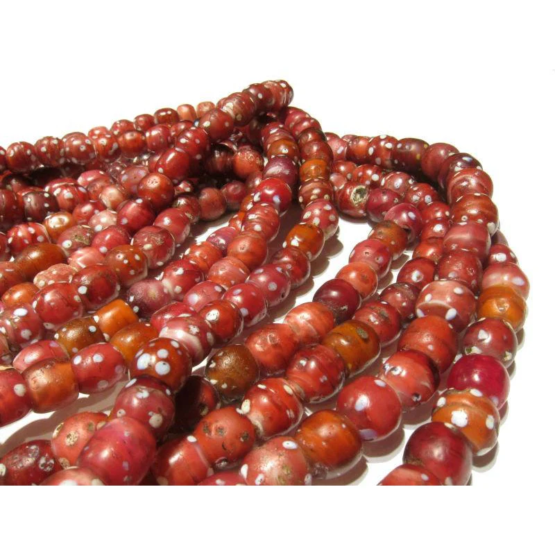 19th C. Venetian Three Layer Hand Inlaid White Heart "Eye" Beads / Necklace - Image 11