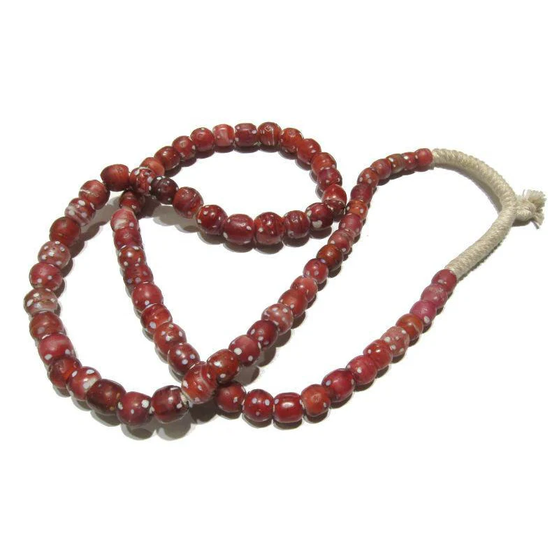 19th C. Venetian Three Layer Hand Inlaid White Heart "Eye" Beads / Necklace - Image 4