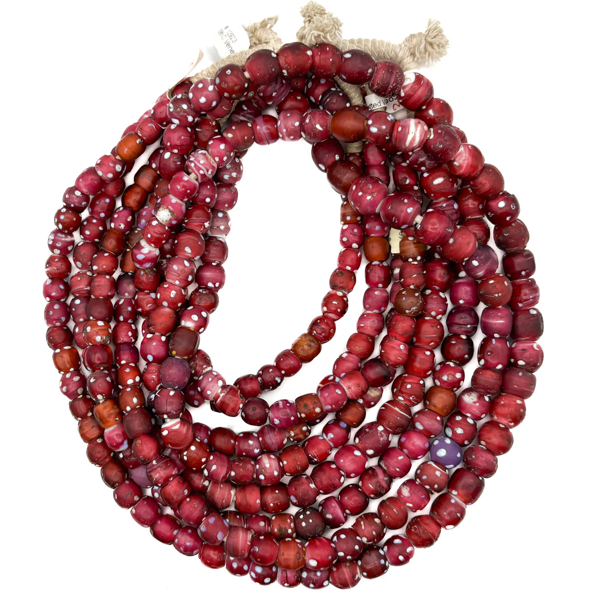 19th C. Venetian Three Layer Hand Inlaid White Heart "Eye" Beads / Necklace - Image 9