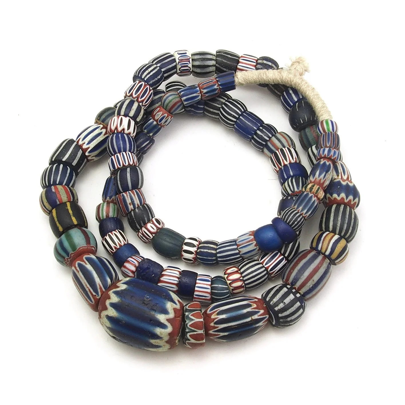 19th Century 7, 6, and 5 Layer Chevron Venetian Trade Beads / Necklace from Mali - Image 2