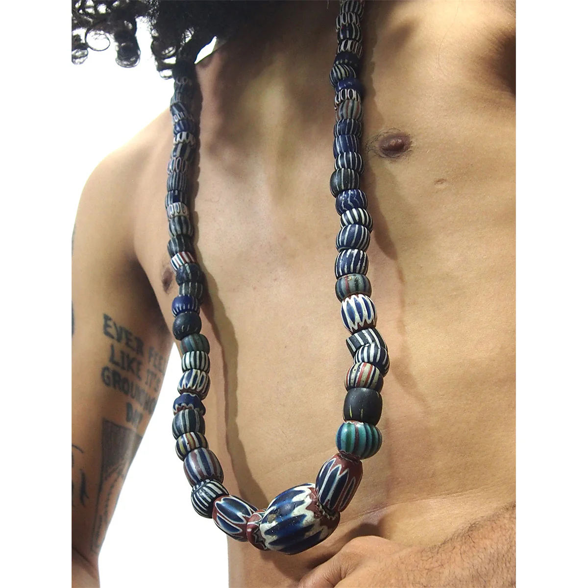 19th Century 7, 6, and 5 Layer Chevron Venetian Trade Beads / Necklace from Mali - Image 3