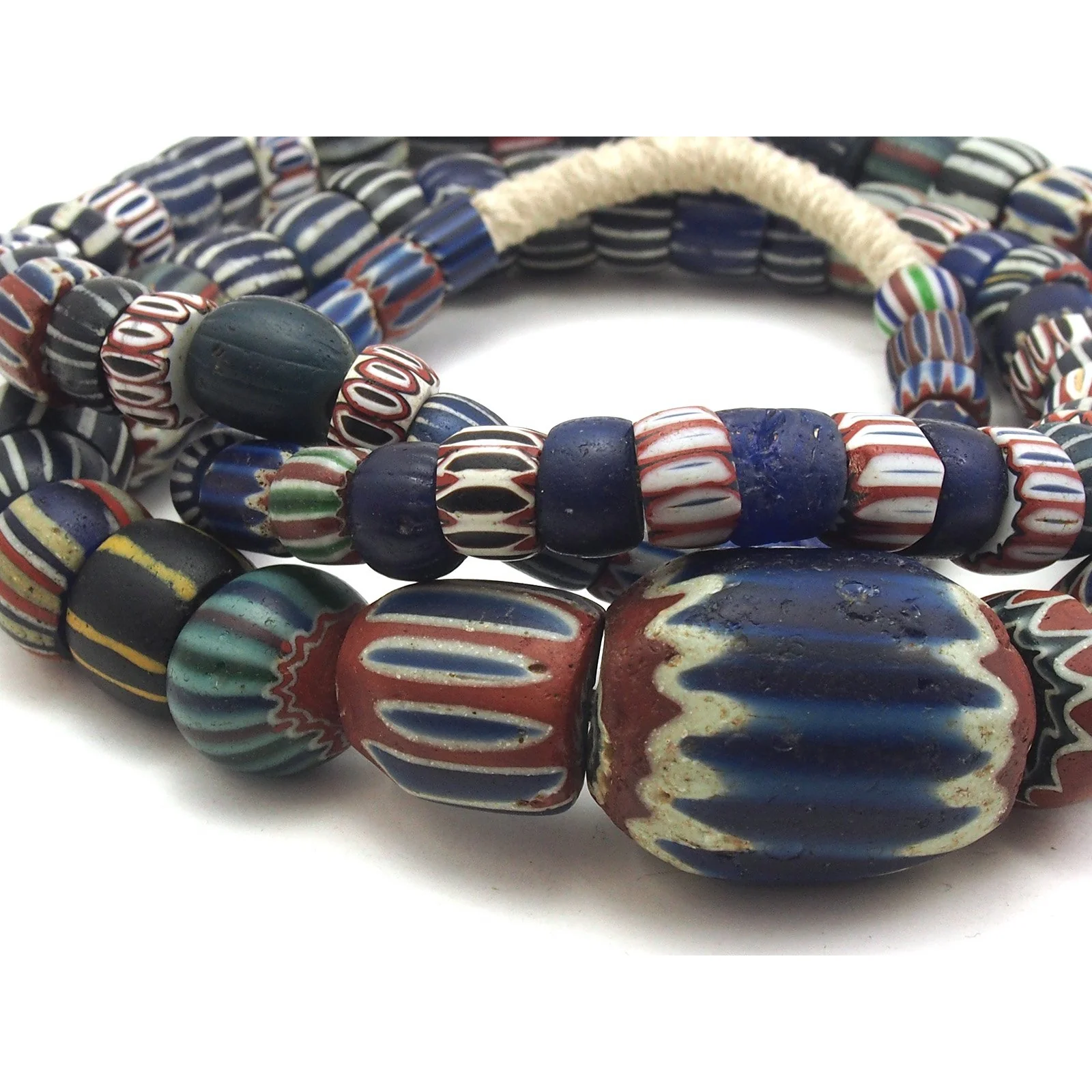 19th Century 7, 6, and 5 Layer Chevron Venetian Trade Beads / Necklace from Mali - Image 6