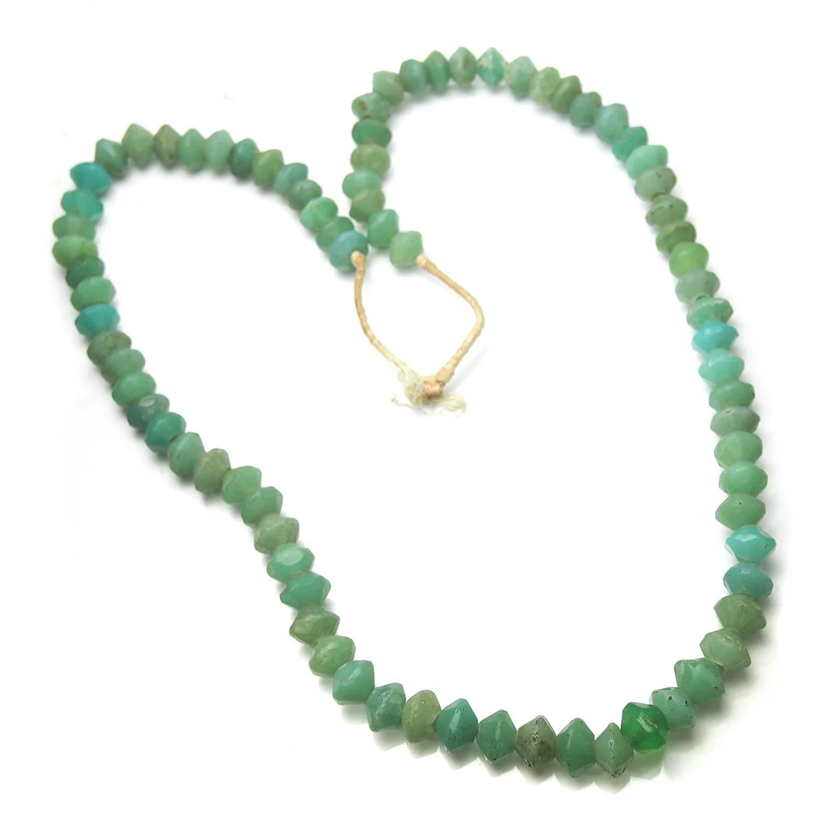 19th Century Bohemian "Vaseline" Glass Diamond Shape Beads / Necklace, C - Image 3