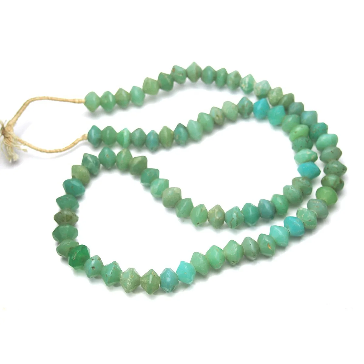 19th Century Bohemian "Vaseline" Glass Diamond Shape Beads / Necklace, C - Image 4
