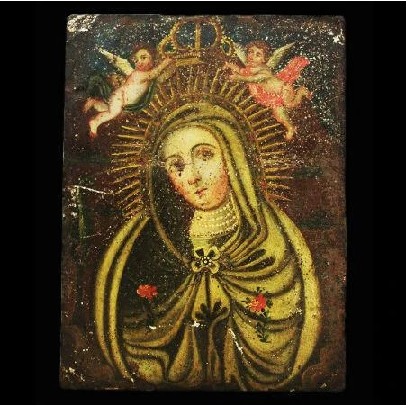19th Century Cueva Santa Mexican Retablo #145 - Image 2