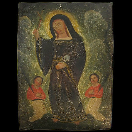 19th Century Mexican Antique Santa Rita de Cascia Retablo #139 - Image 2