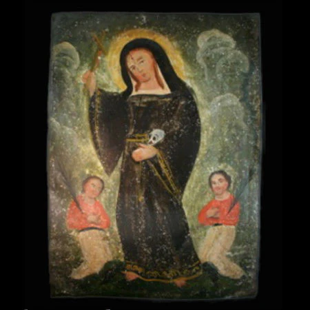 19th Century Mexican Antique Santa Rita de Cascia Retablo #139 - Image 3