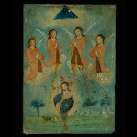 19th Century Mexican Divina Providencia Retablo #160 - Image 2