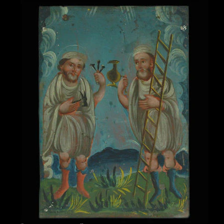 19th Century Mexican Jose de Arimatea y Nicodemo Retablo #18 - Image 2