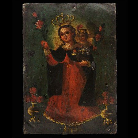 19th Century Mexican Maria Madre de Atocha Retablo #3 - Image 2