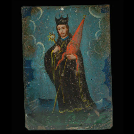 19th Century Mexican San Ignacio / Saint Ignatius Loyola Retablo #159 - Image 2