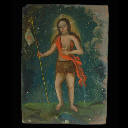19th Century Mexican San Juan Bautista Retablo #124 - Image 2