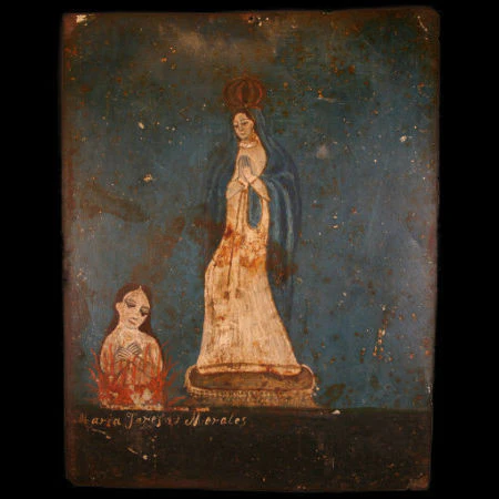 19th Century Mexican Santa Maria con Anima Sola Retablo #5 - Image 2