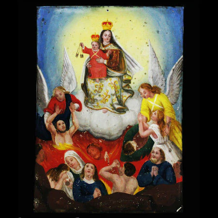 19th Century Nuestra Señora del Carmen de Jeronimo de Leon Retablo #98 - Image 2