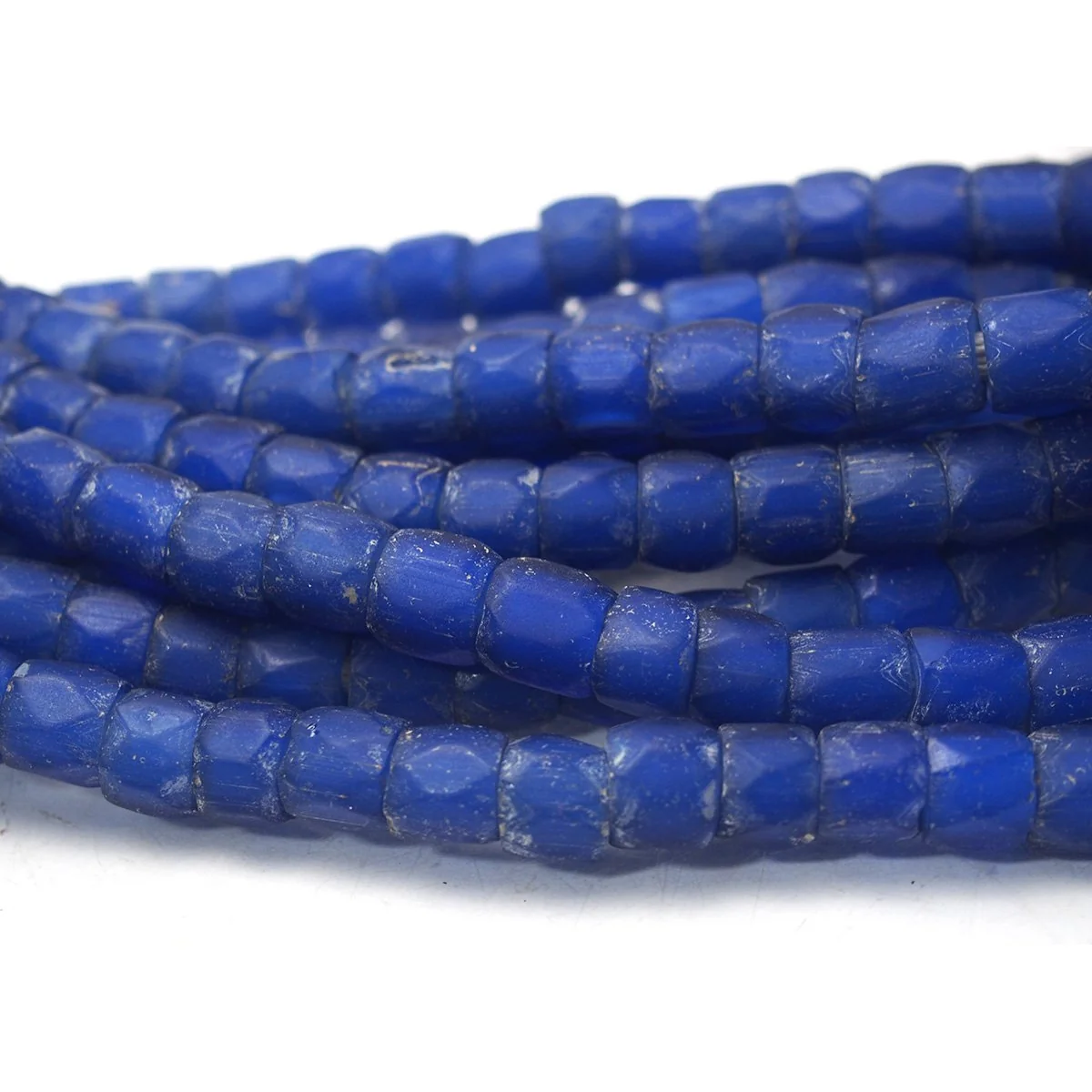 19th Century "Russian Blues" Faceted Tube Beads / Necklace - Image 3