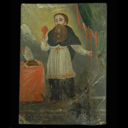 19th Century San Agustin de Hipona Retablo #59 - Image 3