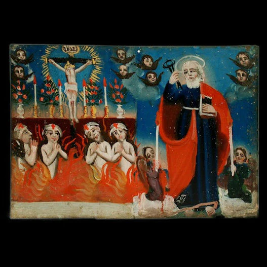 19th Century San Pedro with Anima Solas Retablo #10 - Image 2