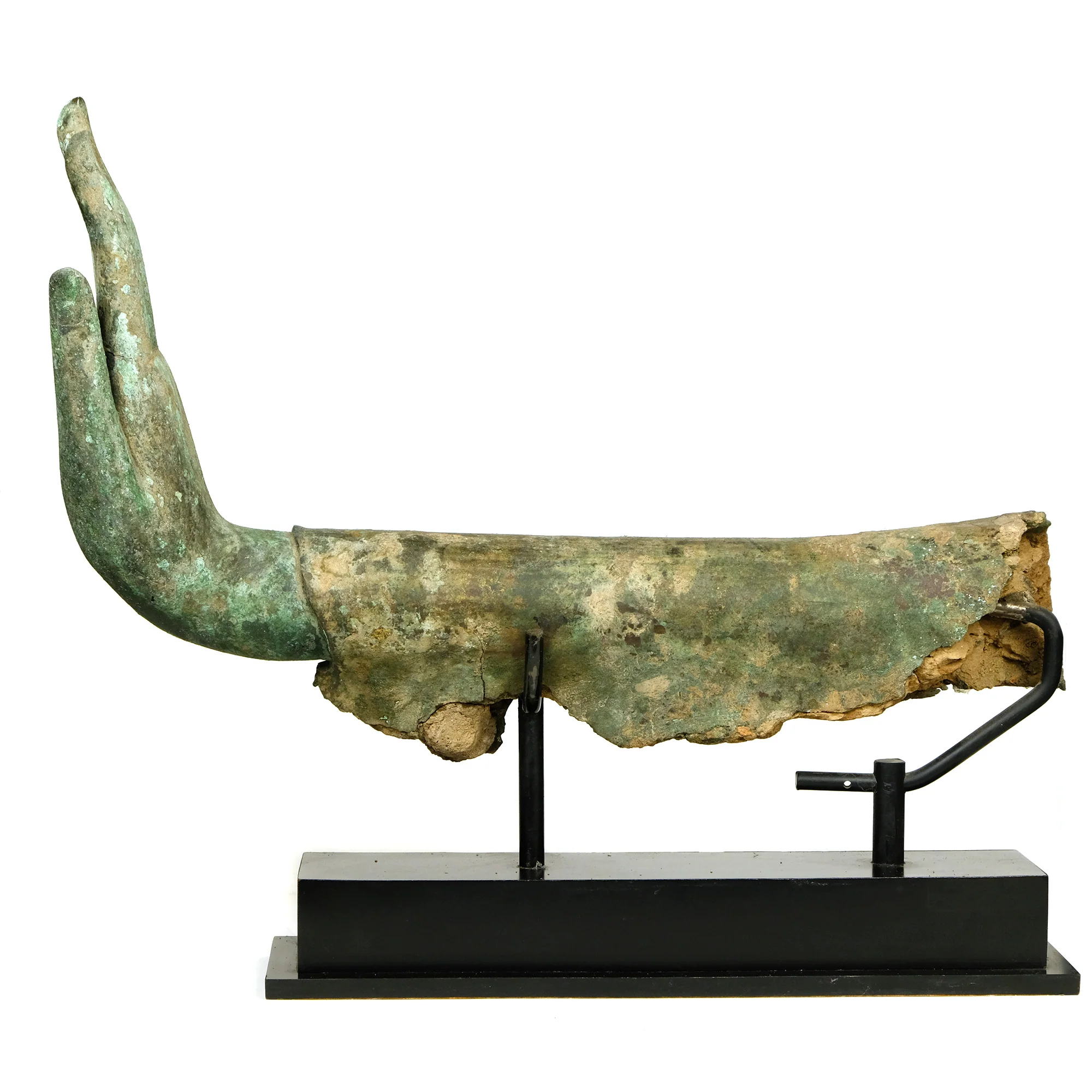19th or Earlier Century Bronze Mudra Right Hand Fragment Arm on Base - Image 2