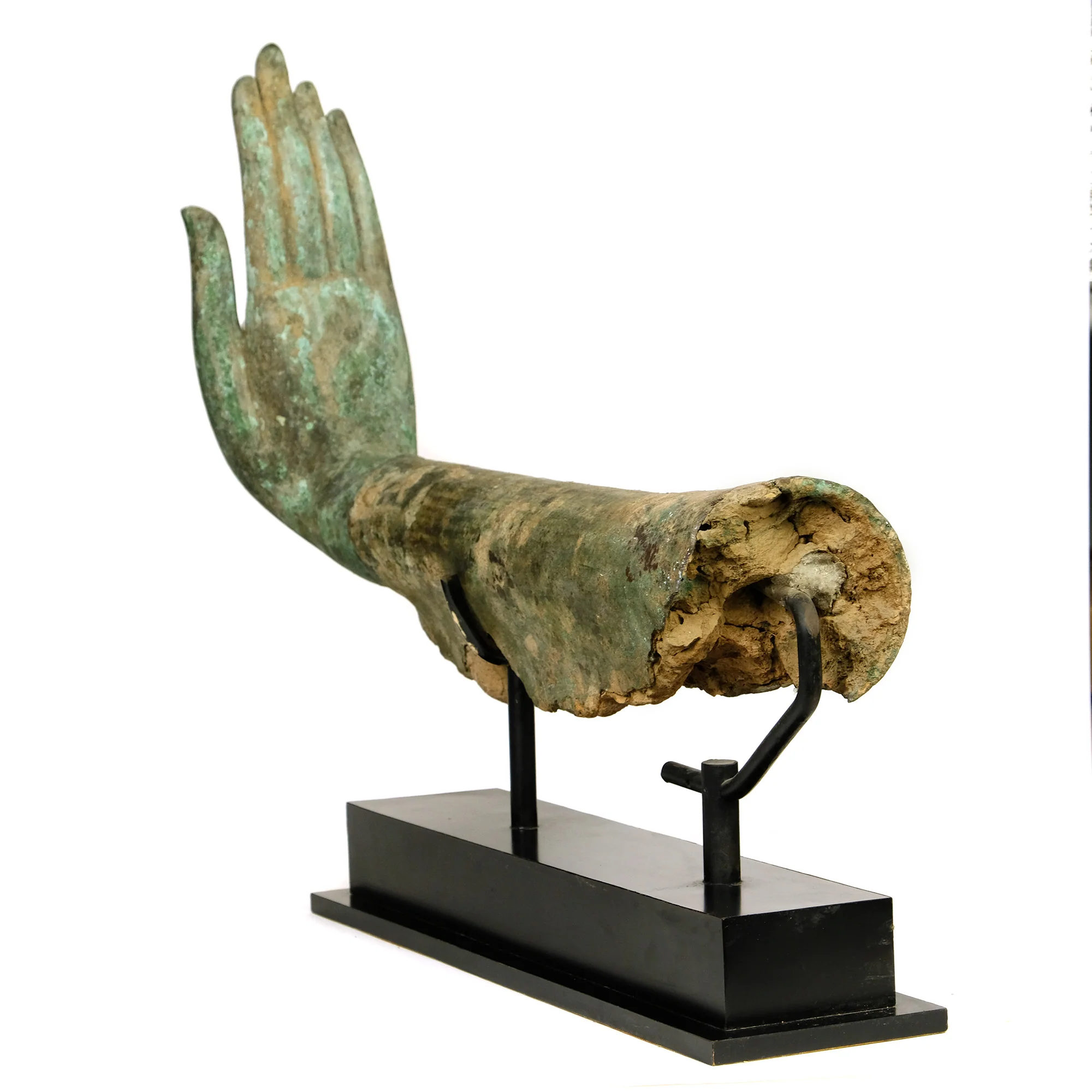 19th or Earlier Century Bronze Mudra Right Hand Fragment Arm on Base - Image 3