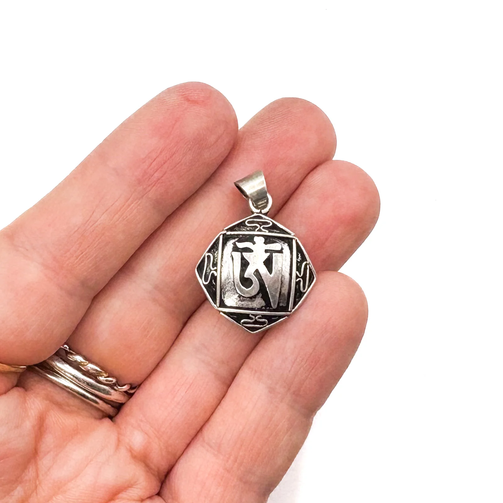 Brass 4 Side Diamond Gau Ohm Locket Pendant Amulet Miniature - Image 10