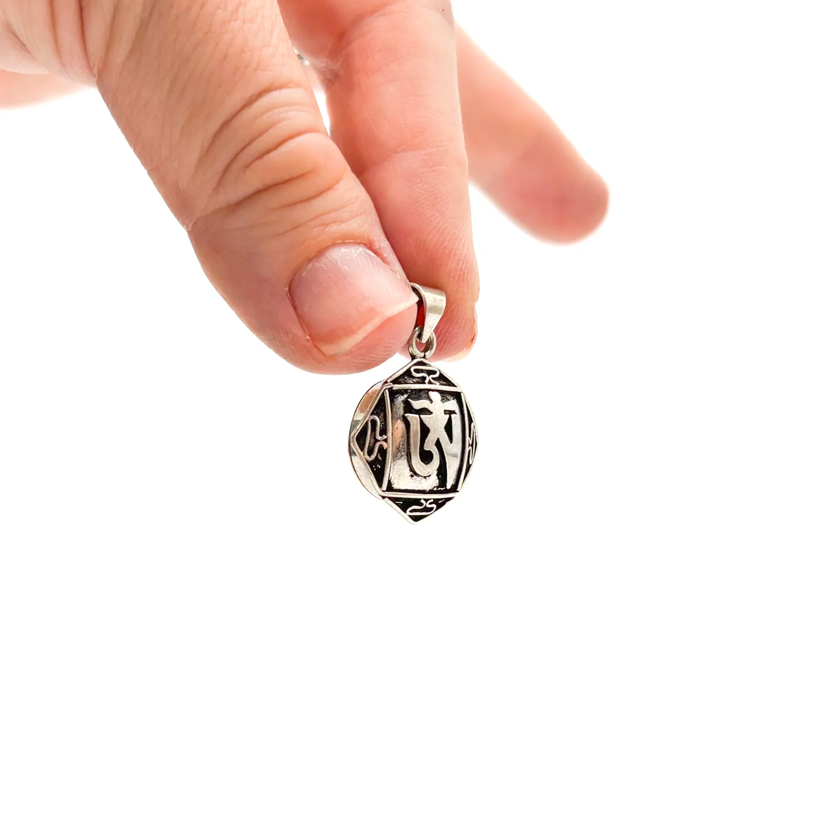 Brass 4 Side Diamond Gau Ohm Locket Pendant Amulet Miniature - Image 2
