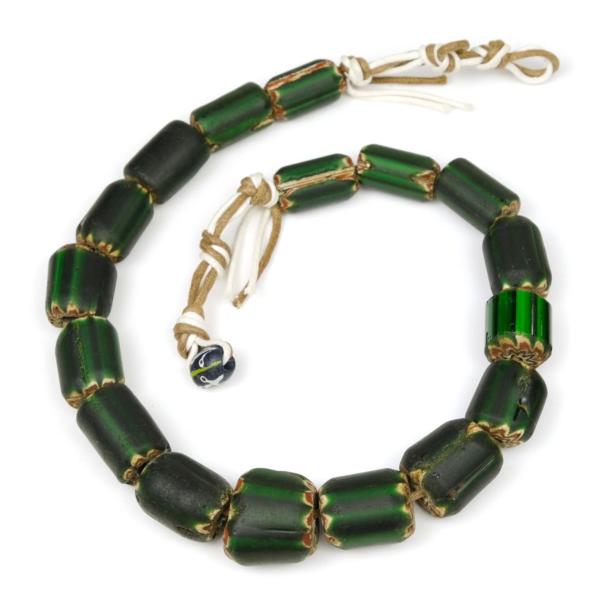 6 Layer Hand Inlaid Chevron Beads / Necklace from India Circa 1960's - Image 2