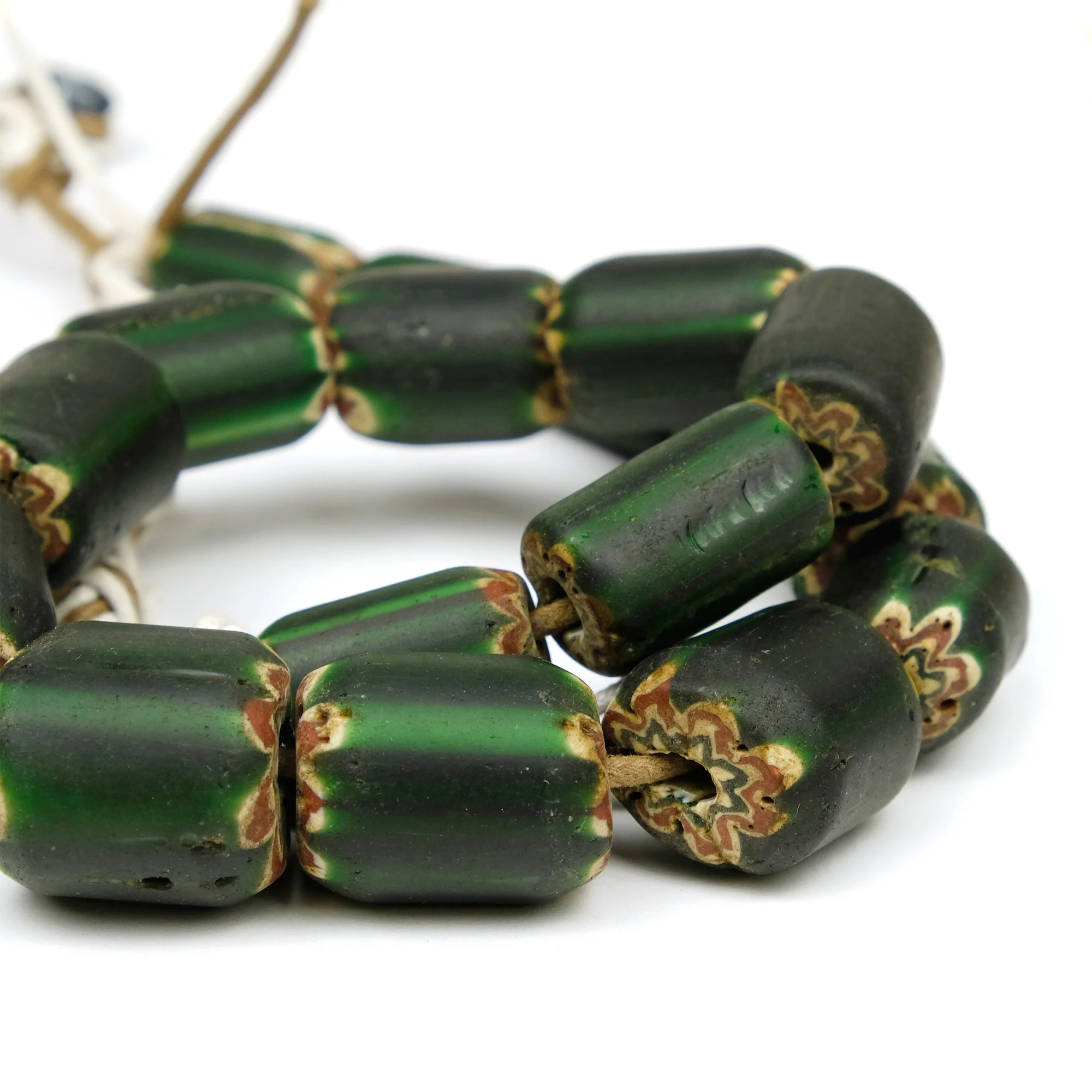 6 Layer Hand Inlaid Chevron Beads / Necklace from India Circa 1960's - Image 3