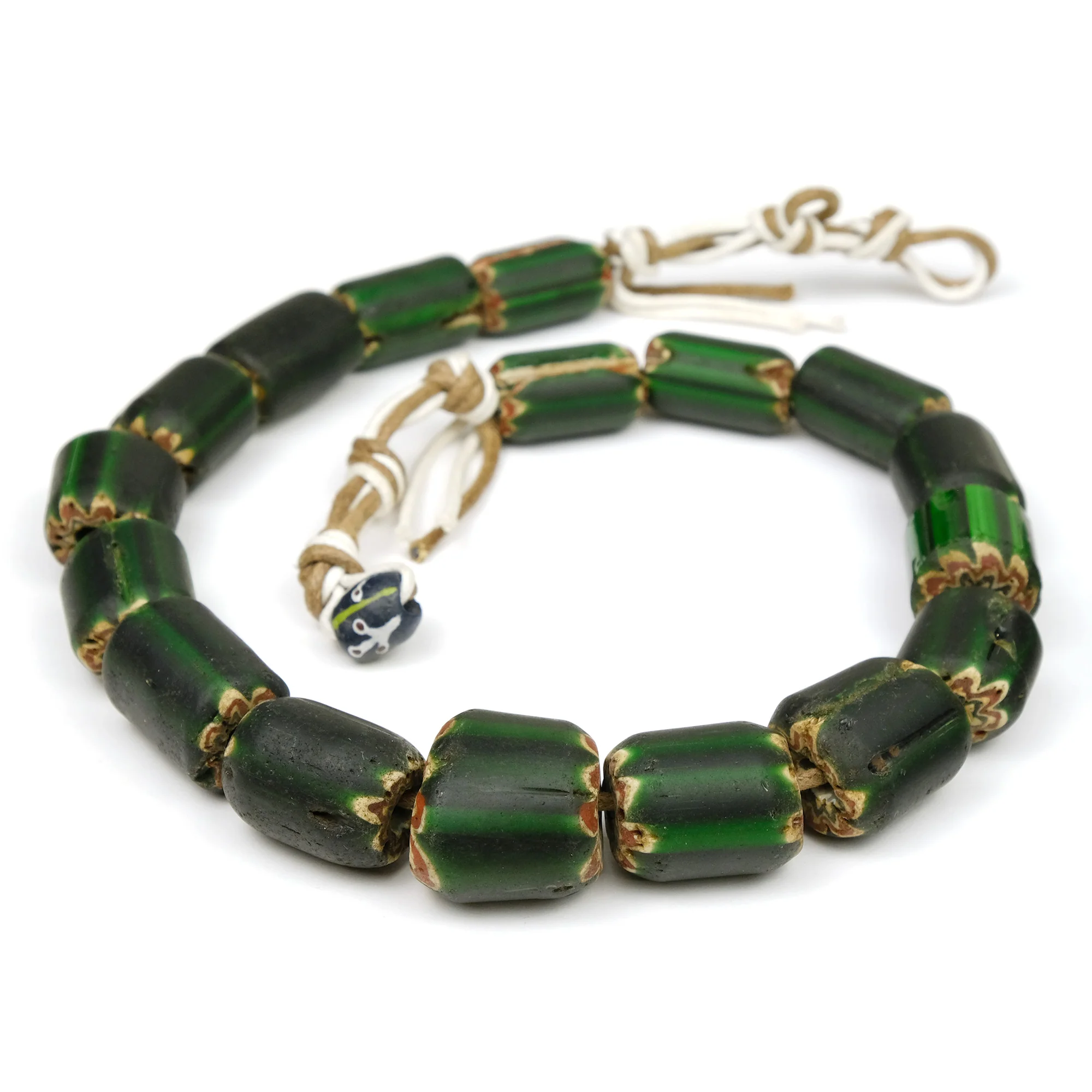 6 Layer Hand Inlaid Chevron Beads / Necklace from India Circa 1960's - Image 4