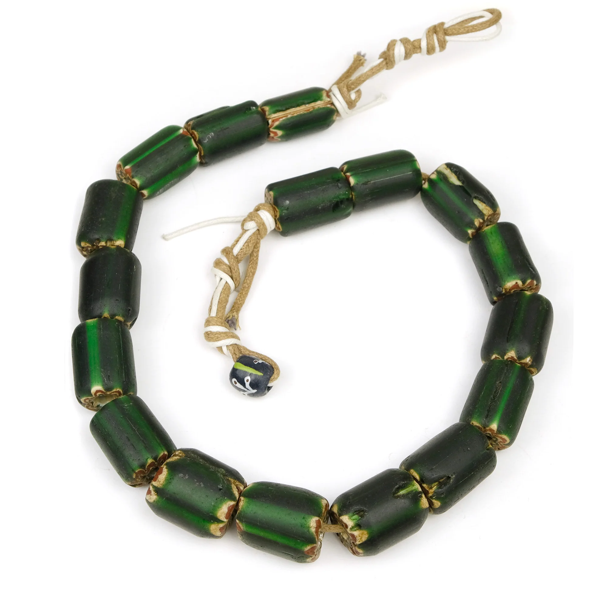 6 Layer Hand Inlaid Chevron Beads / Necklace from India Circa 1960's - Image 5