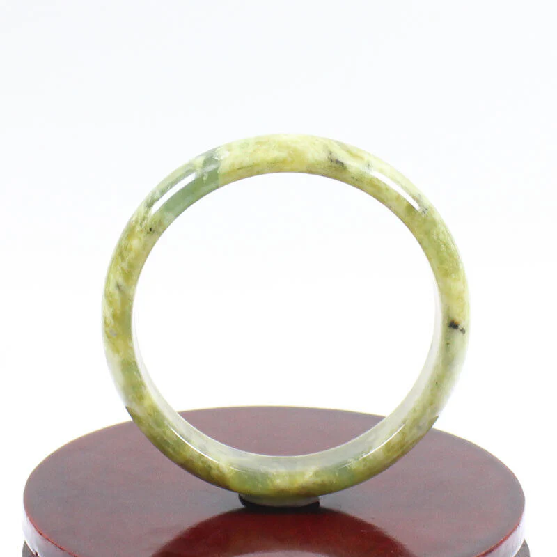 60mm Certified Grade Natural Green Brown Jade Jade Bangle Bracelet - Image 2