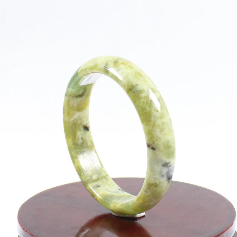 60mm Certified Grade Natural Green Brown Jade Jade Bangle Bracelet - Image 3