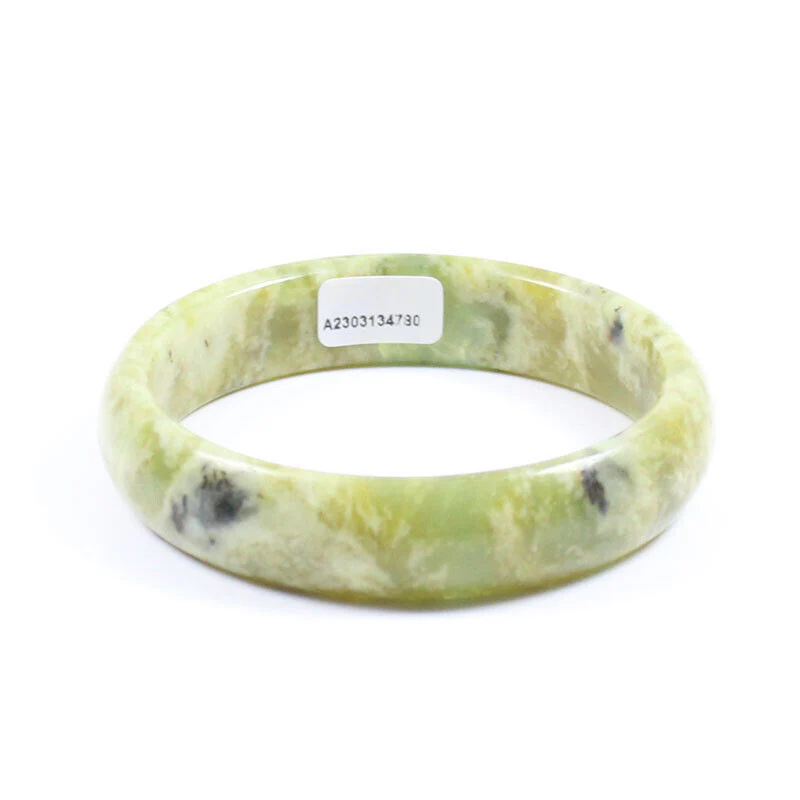 60mm Certified Grade Natural Green Brown Jade Jade Bangle Bracelet - Image 4