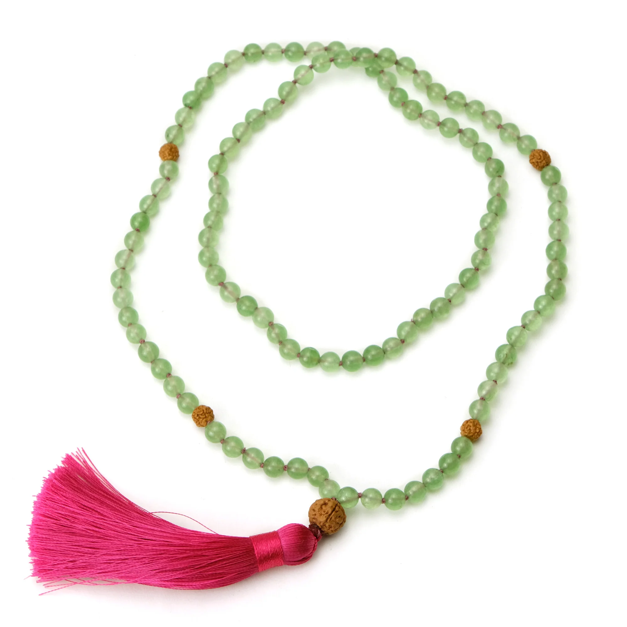 Green Aventurine 6mm Knotted Mala with Silk Tassel #92 - Image 2