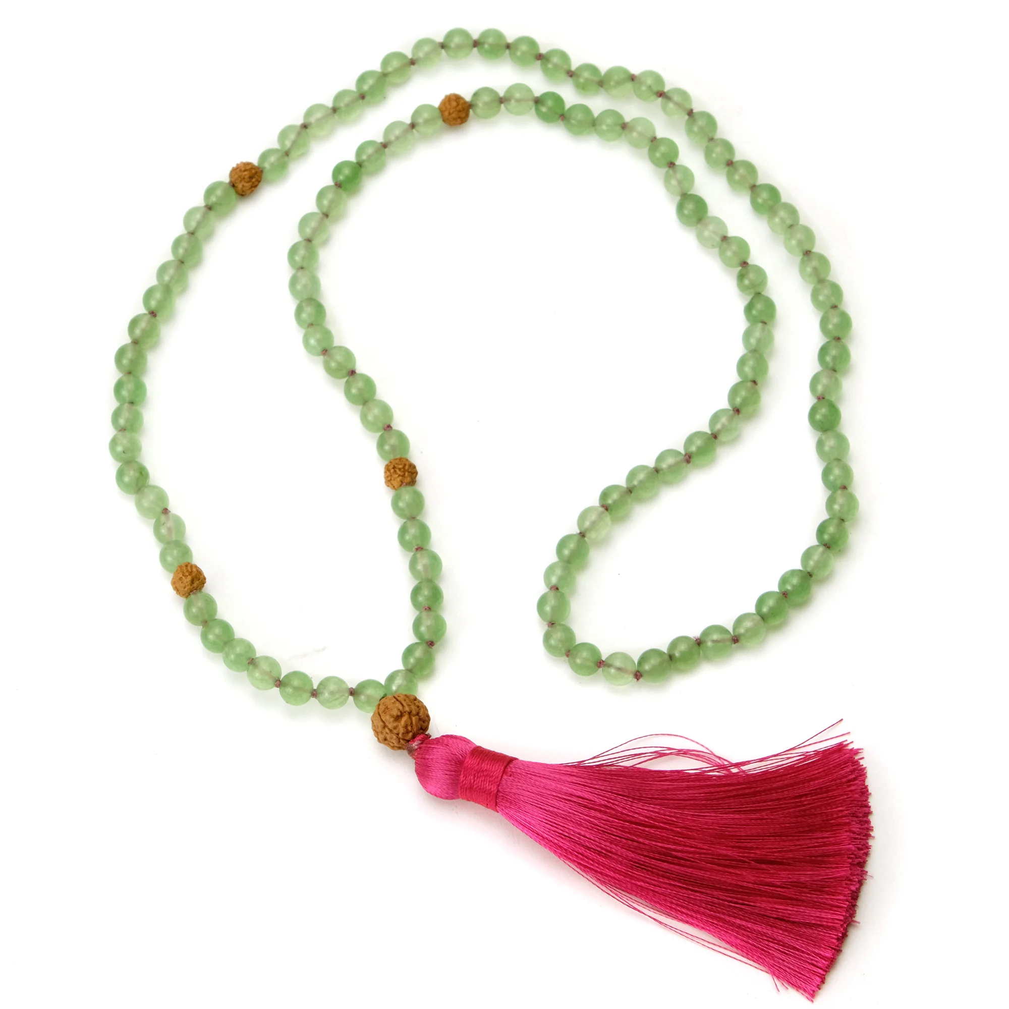 Green Aventurine 6mm Knotted Mala with Silk Tassel #92 - Image 3