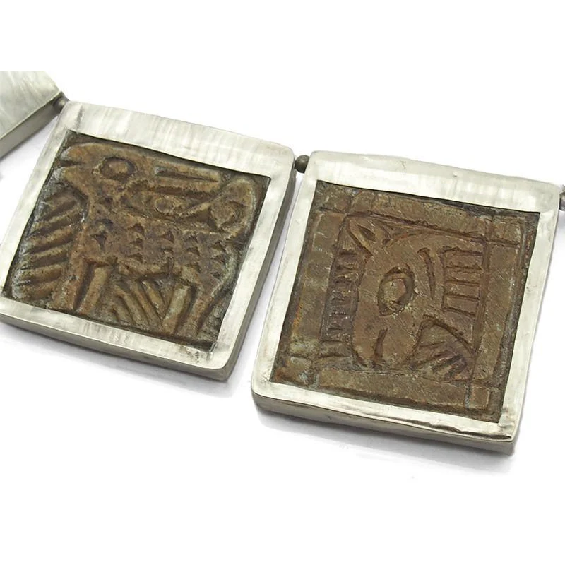 95% Pure Silver Necklace with Afghan Carved Soapstone - Image 2