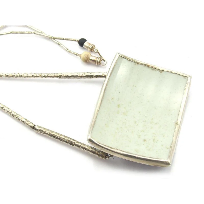 95% Pure Silver Beads with Chinese Pottery Fragment Necklace - Image 5