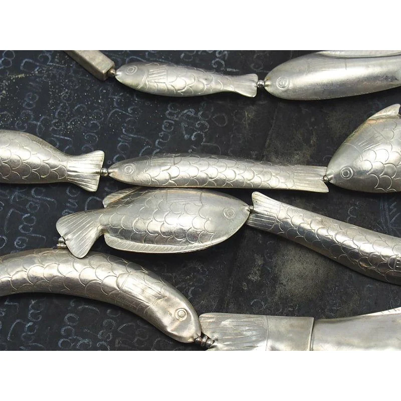 95% Pure Silver Fish Beads Necklace - Image 4