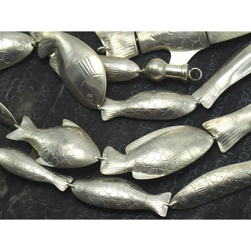 95% Pure Silver Fish Beads Necklace - Image 6