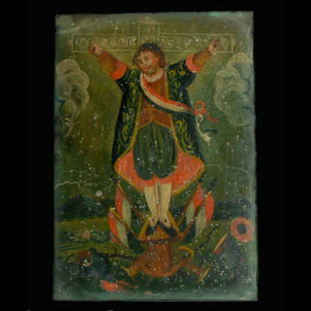 Acacio Martir 2 Antique Mexican Retablo #16 - Image 2