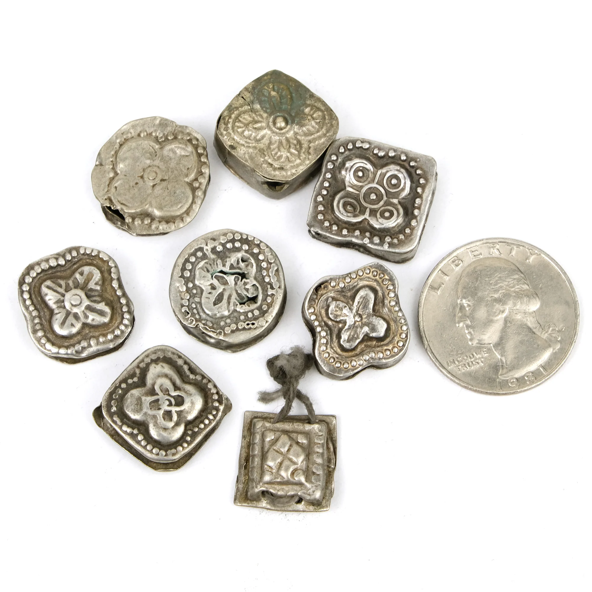 Afghan Antique Heirloom Dowry Silver 8 Bead LOT - Image 3