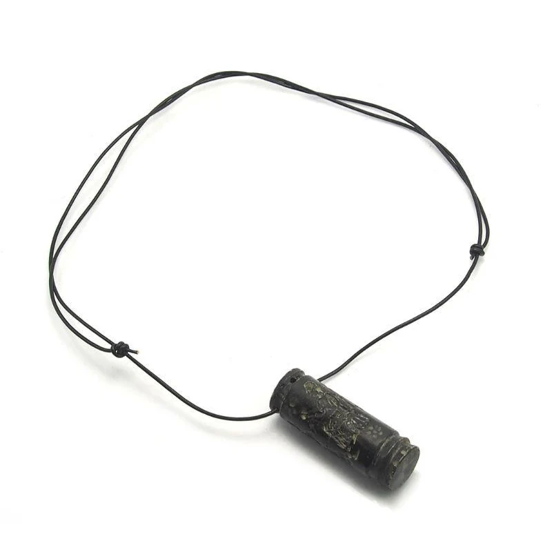Afghan Carved Seal Cylinder, Onyx Bead Pendant Necklace - Image 4