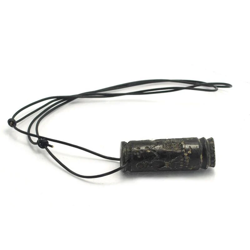 Afghan Carved Seal Cylinder, Onyx Bead Pendant Necklace - Image 5