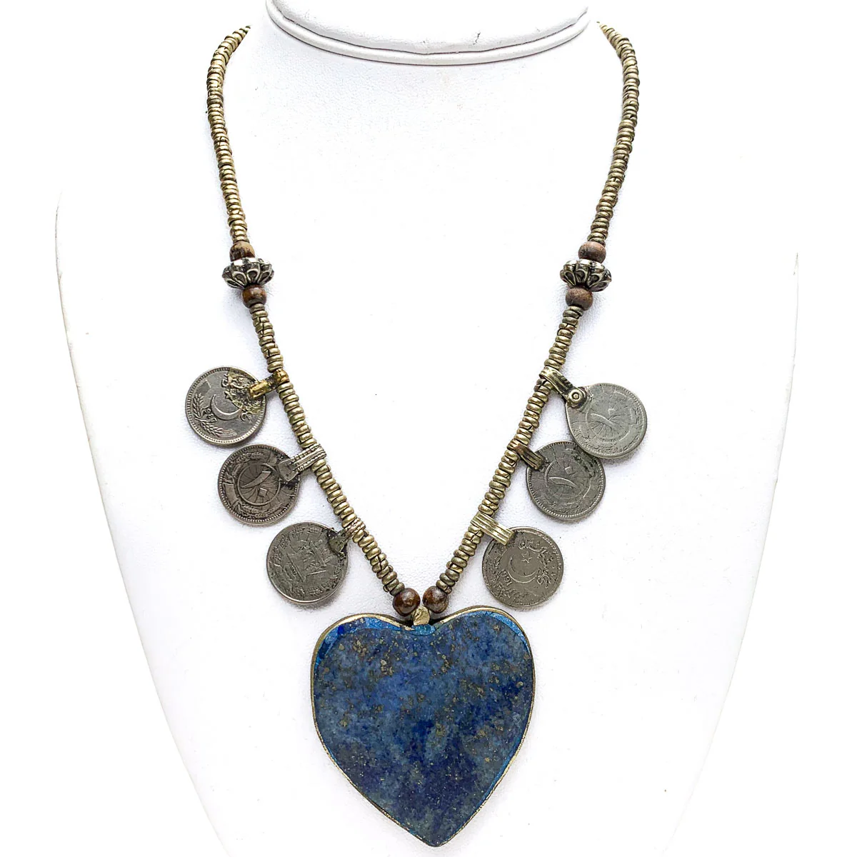 Afghan Coin &  Lapis Lazuli Heart Necklace - Image 2